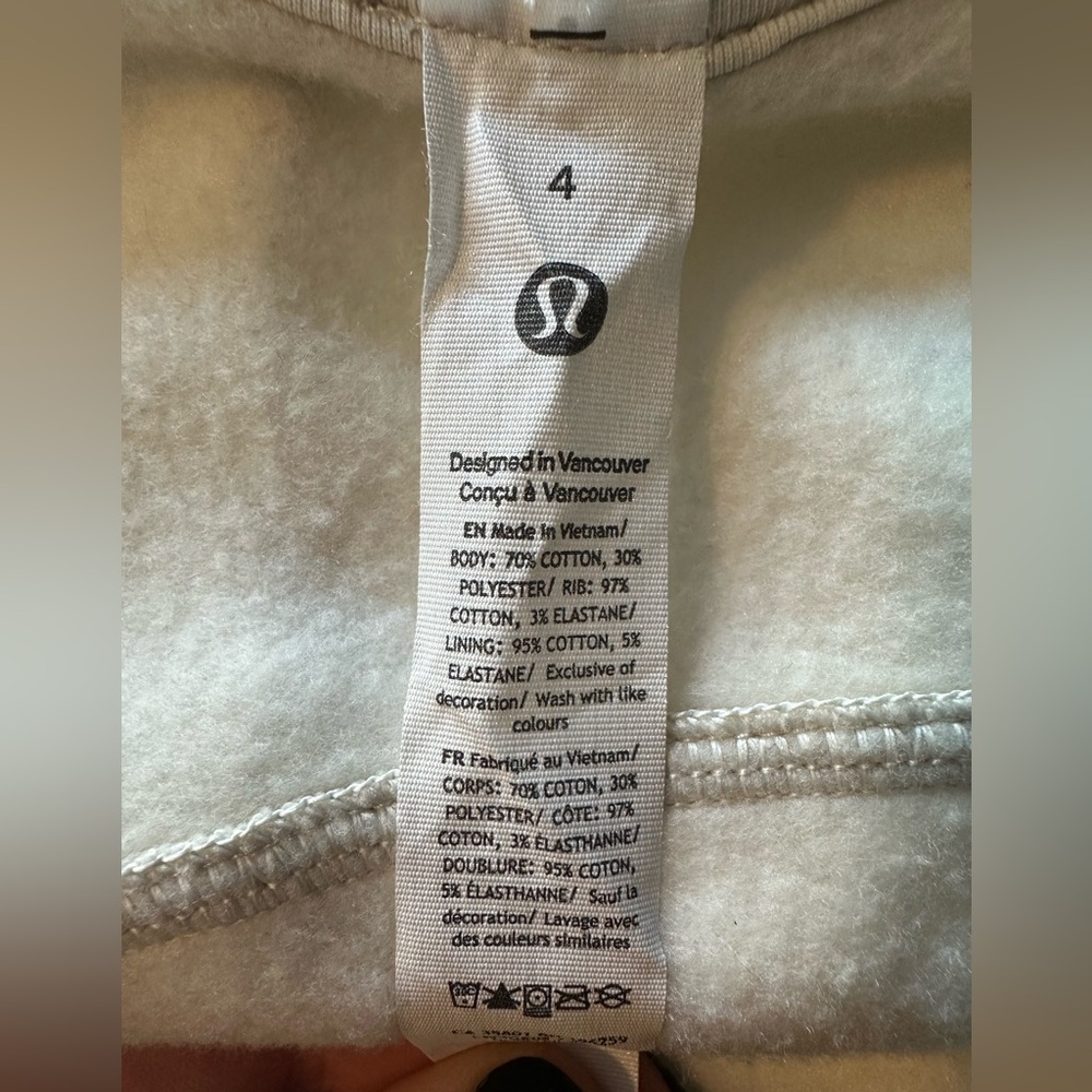 Lululemon Scuba Full-Zip Cropped Hoodie in Bone size 4 - Picture 9 of 10